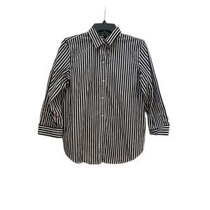 Lauren Ralph Lauren Women’s Shirt M Vertical Stripes Button Up Blouse Shirt